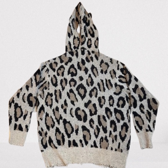 R13 Cashmere Hoodie Oversized Sweater Long Sleeve Leopard🌸 - Picture 6 of 16